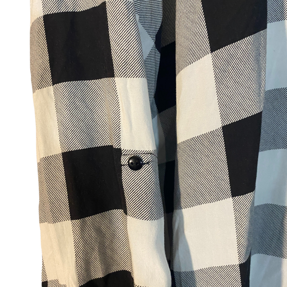 Passport Black White Check Plaid Long Sleeve Button Down Shirt Women Sz XL - Picture 9 of 12
